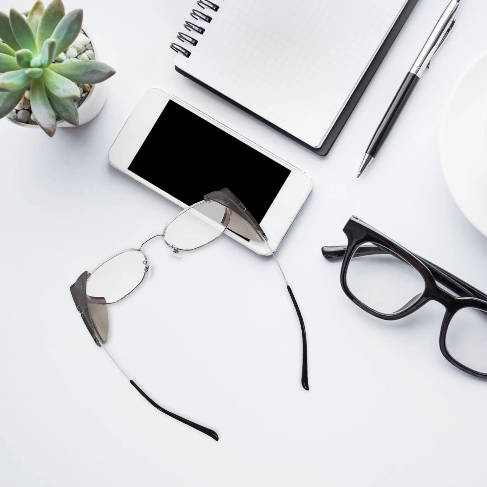 2 pares de gafas fáciles de instalar, Protector lateral, refugio protector, alas, Protector de gafas