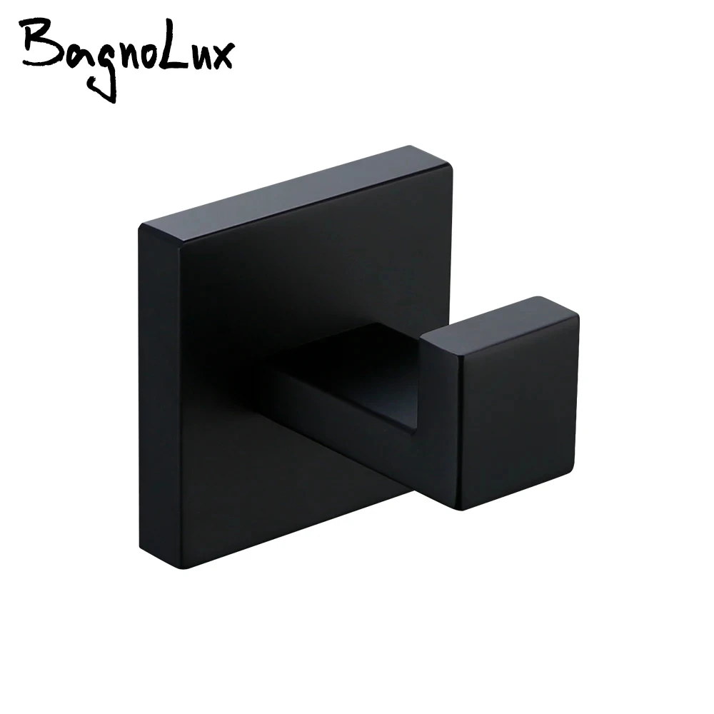 Stainless Steel Black Hook Wall Nail Robe Hook for Bathroom  Square Hook SUS304 Rustproof Hanger for Kitchen Hardware Cloakroom