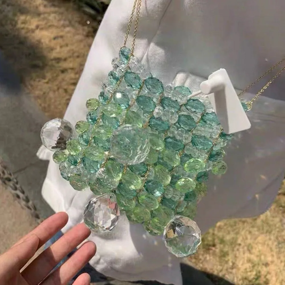 Handmade Women\'s Bag New Style Glass Crystal Beaded Bag Fairy Gentle Wind Shoulder Holiday 2023 New Summer Retro Girl\'s Purses
