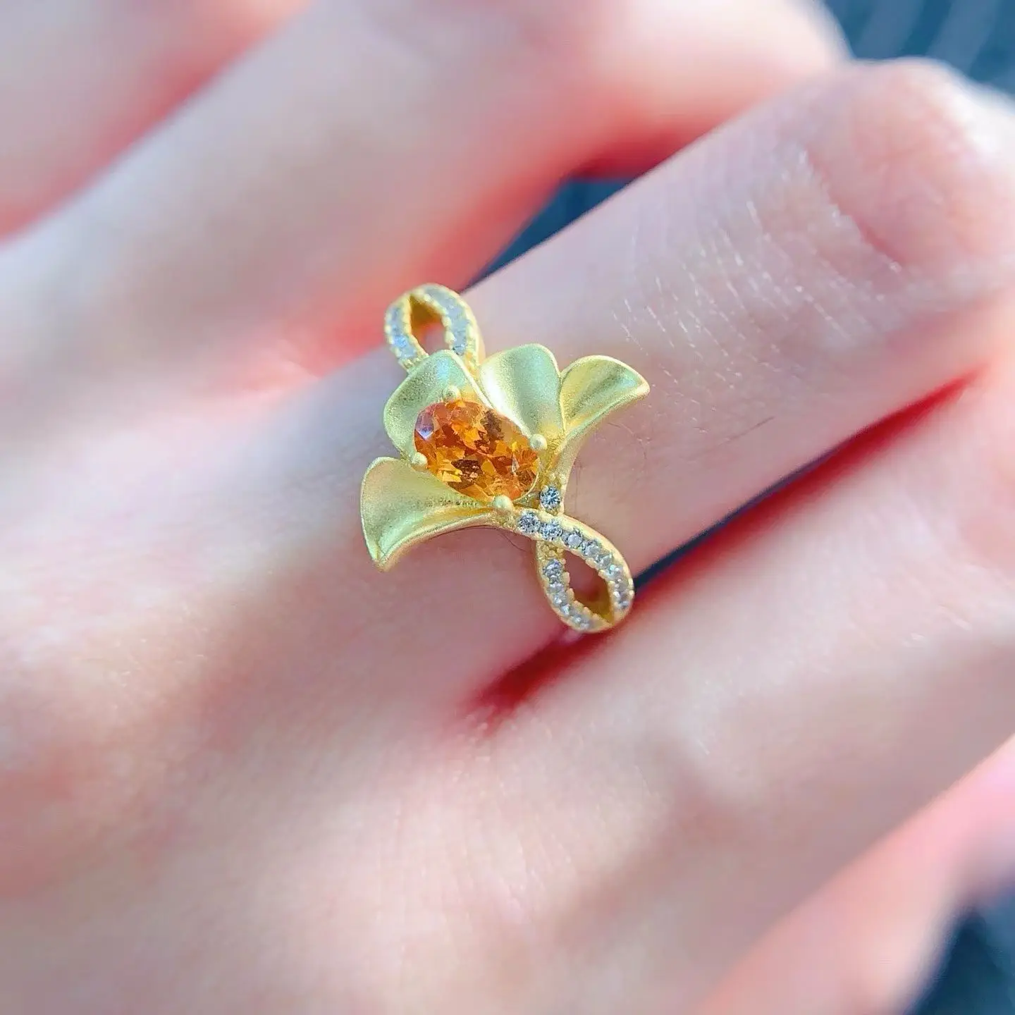 925 Silver Genuine Mandarin Garnet Ring 4x6mm 0.5ct Natural Fanta Garnet Jewelry with Certificate Birthday Gift for Women