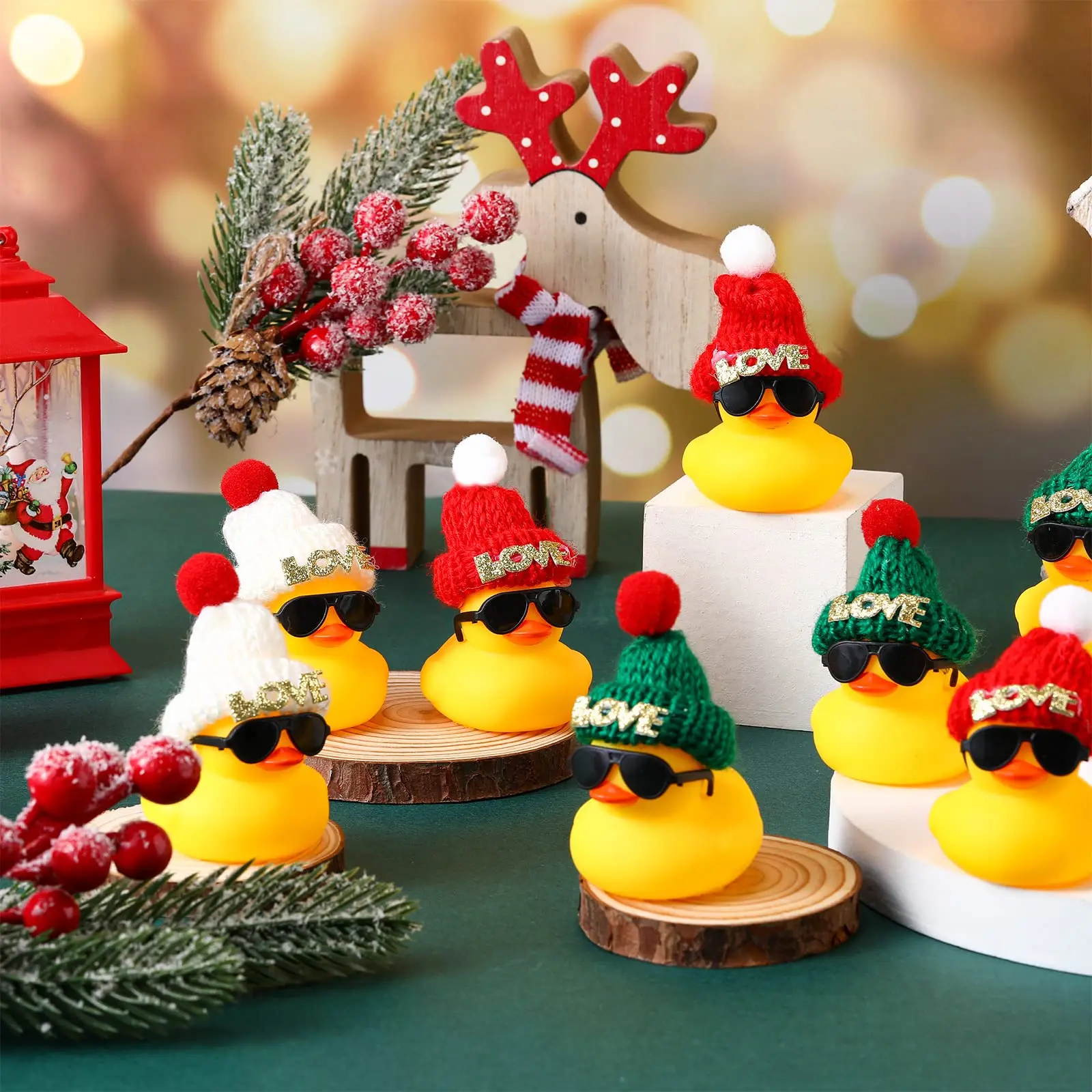 6/12/24 Pcs Mini Rubber Ducks Cruise Rubber Ducks in Bulk Valentine's Day Gift Small Duck Toy for Hiding Party Favor