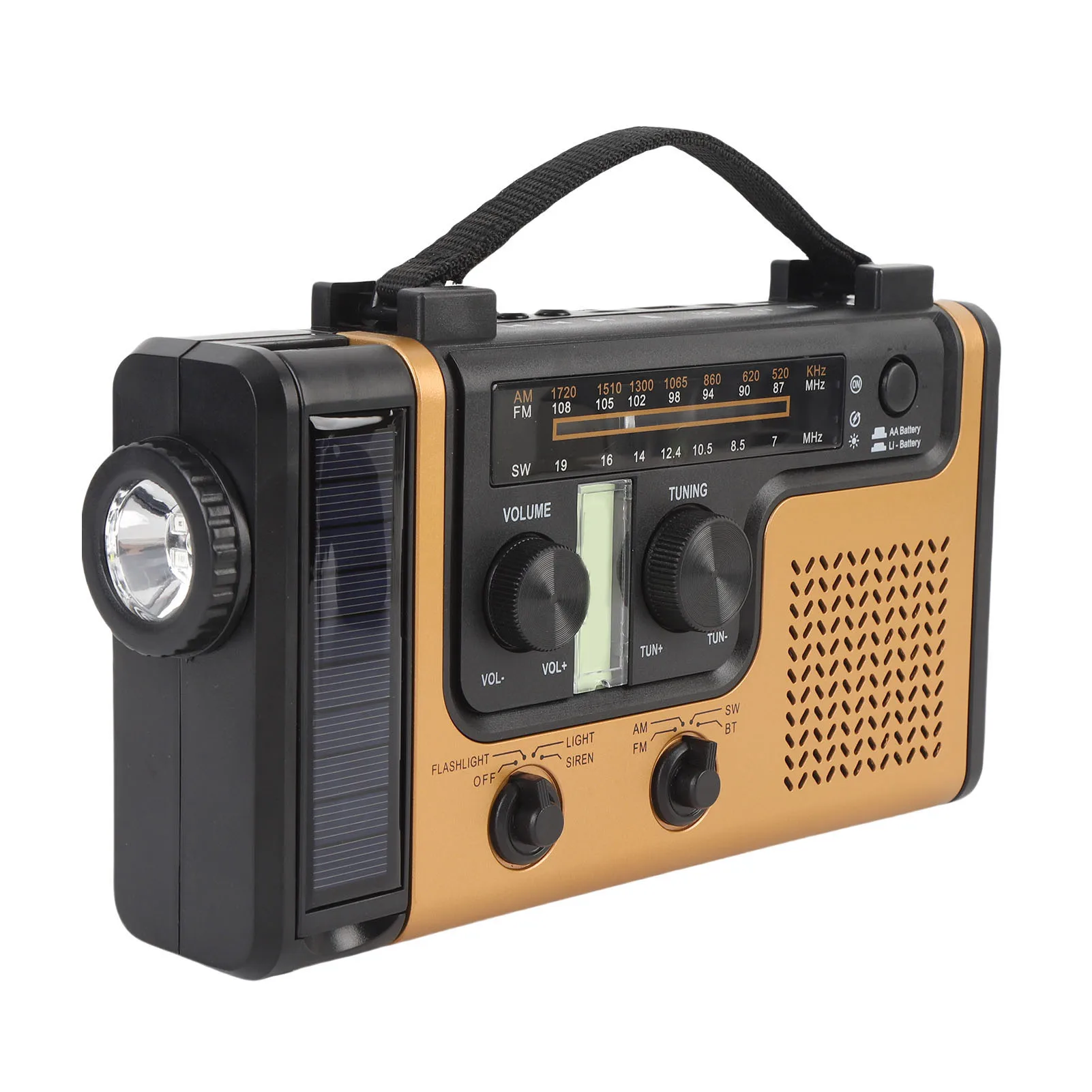 Emergency Radio Magnetic Speaker Portable AM FM SW Radio Solar Power SOS Alarm Bluetooth 5.0 Hand Crank Flashlight for Outdoor