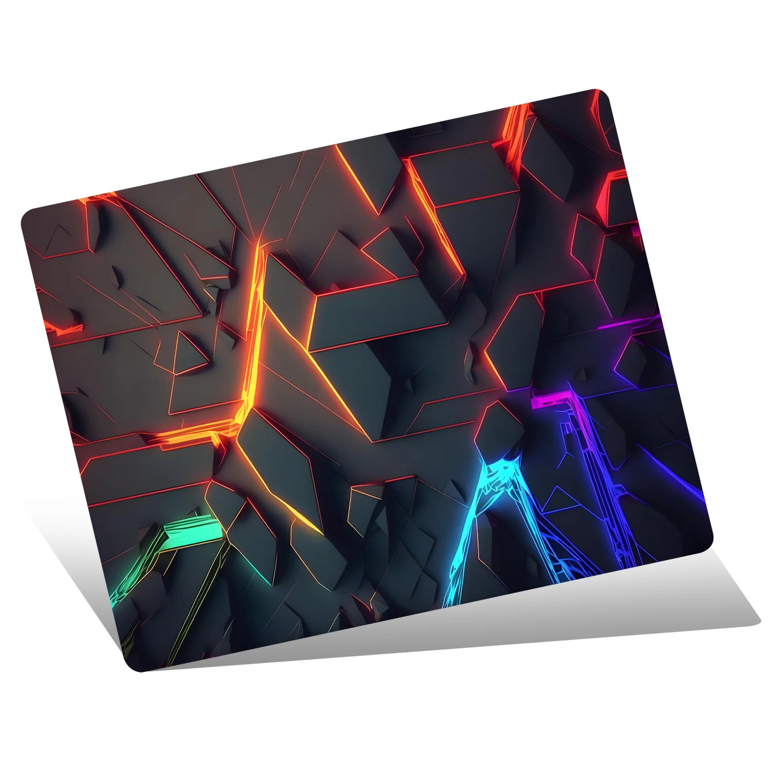 Glass Mouse Pad Geometry Art Design Glass Desk Pad Smooth Glass Surface, Anti-Scratch Glass Mousepad With Non-Slip Pads