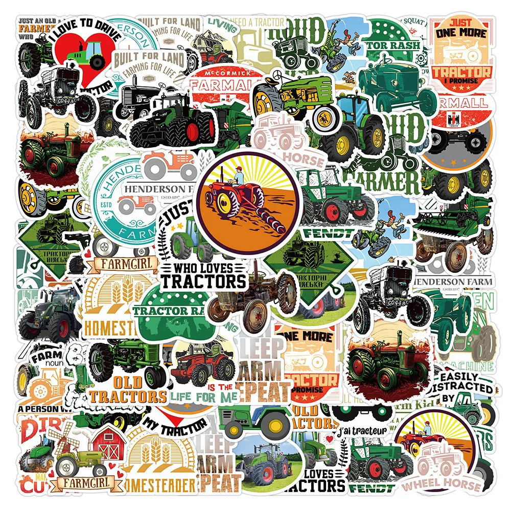 10/25/50pcs Cartoon Farmer Tractors Stickers Graffiti Vehicle for Art Guitar Helmet Cars Travel Luggage Skateboard Toys