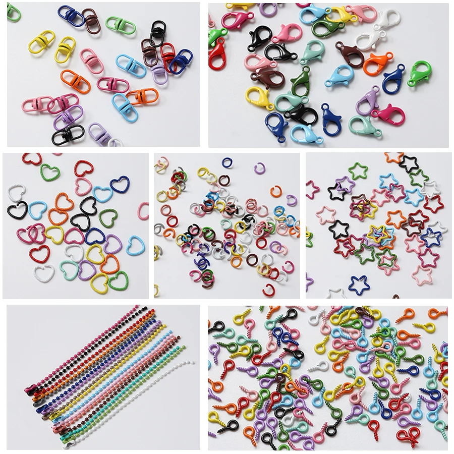 

Красочные металлические разъемные кольца для прыжков, застежки-омары, шариковые бусины, брелки, люверсы, винтовые штифты, разъем для изготовления ювелирных изделий, фурнитура «сделай сам»