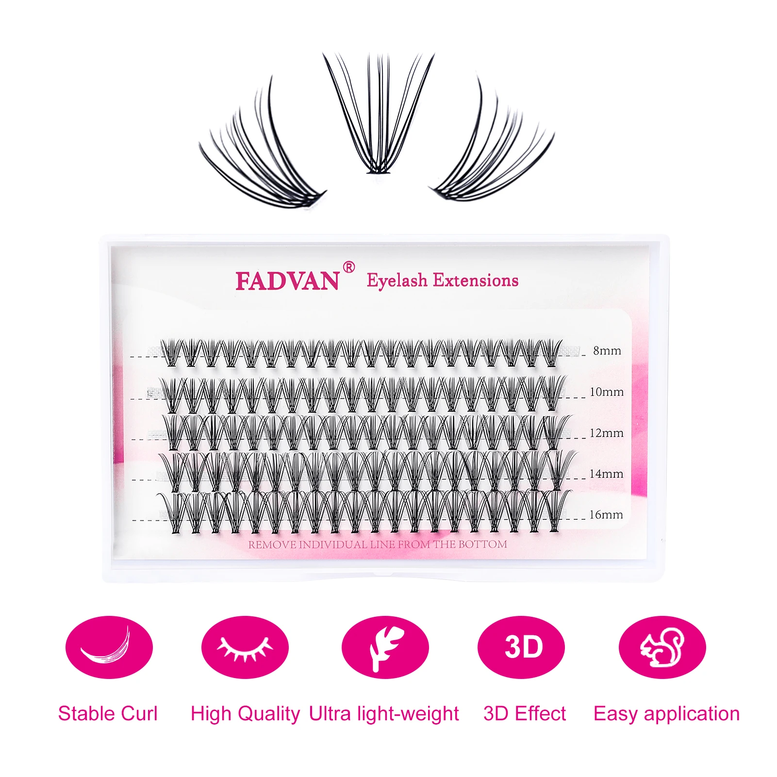 Fadvan Cluster Eyelashes Individual 10D/20D/30D/40D Premade Volume Fan Lash Extension Heat Bonded DIY Makeup Lashes Natural Lash