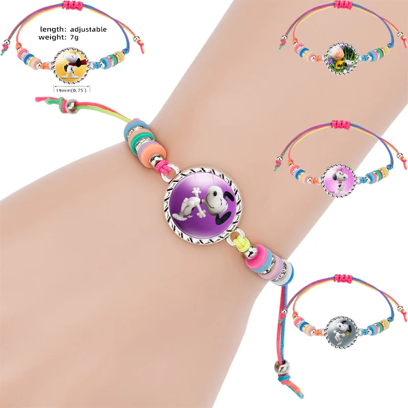 Anime Peripheral Accessories Snoopies Charlie S Time Jewel Bracelet Hand-woven Colorful String Hand Ornaments for Christmas