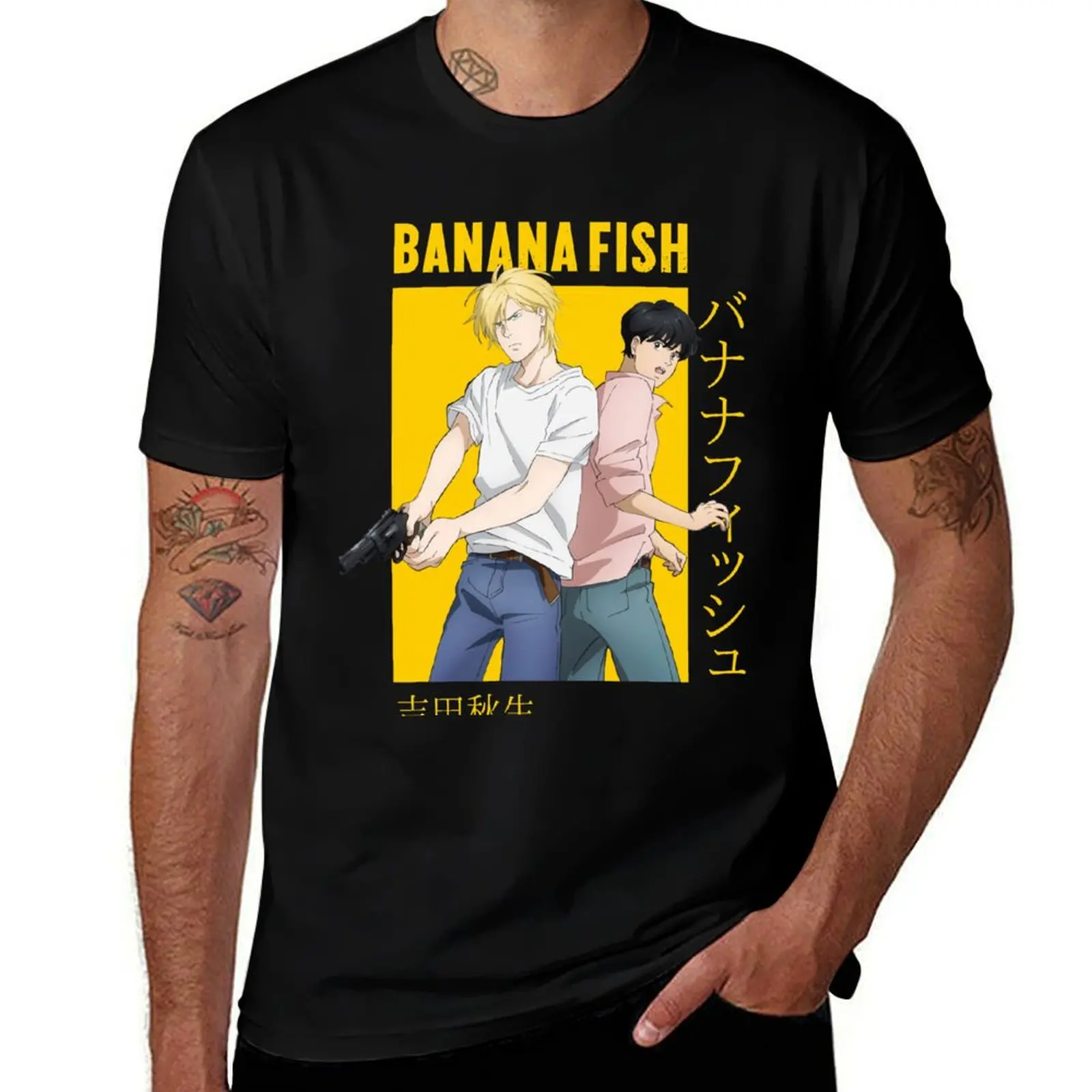 

Banana Fish Ash Lynx Eiji Okumura Card Anime T-Shirt cute clothes for a boy anime figures Men's cotton t-shirt