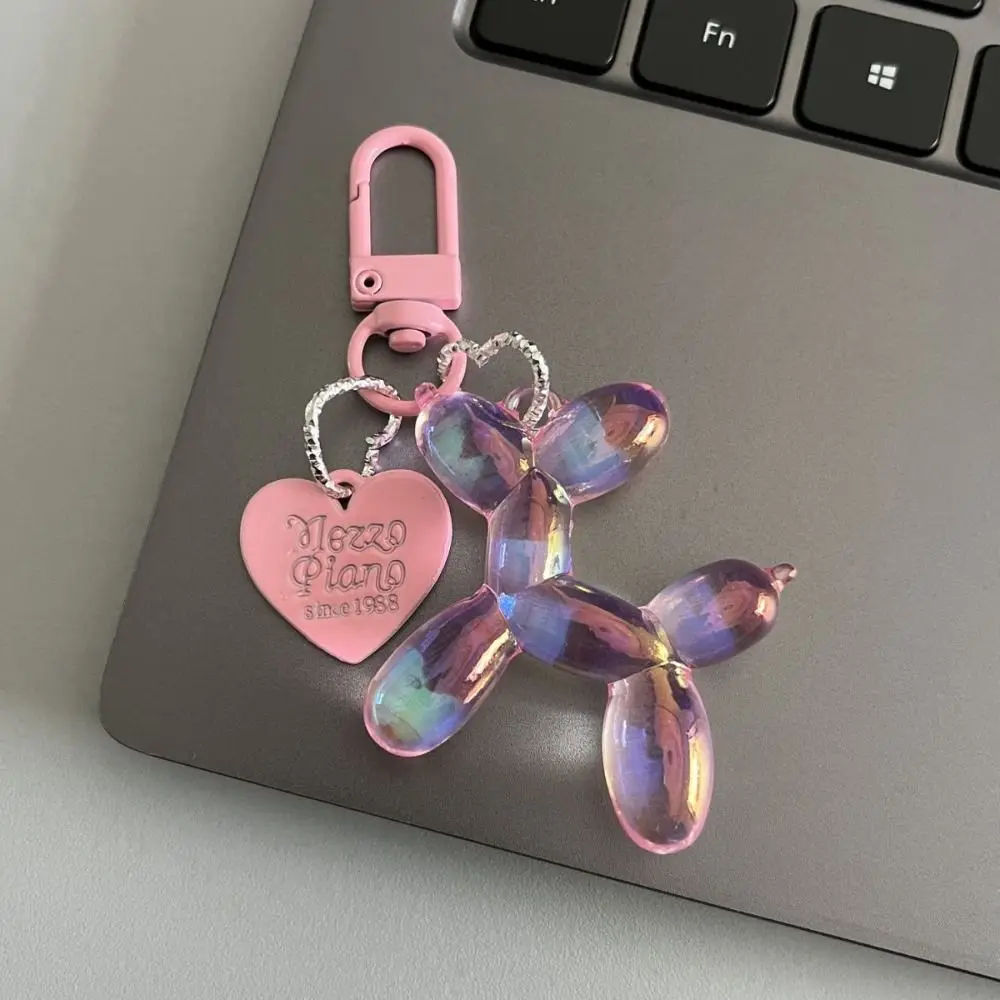 Personality Dazzling Colors Jelly Balloon Puppy Keychain Dog Acrylic Cartoon Puppy Pendant Key Ring Love Pendant Women