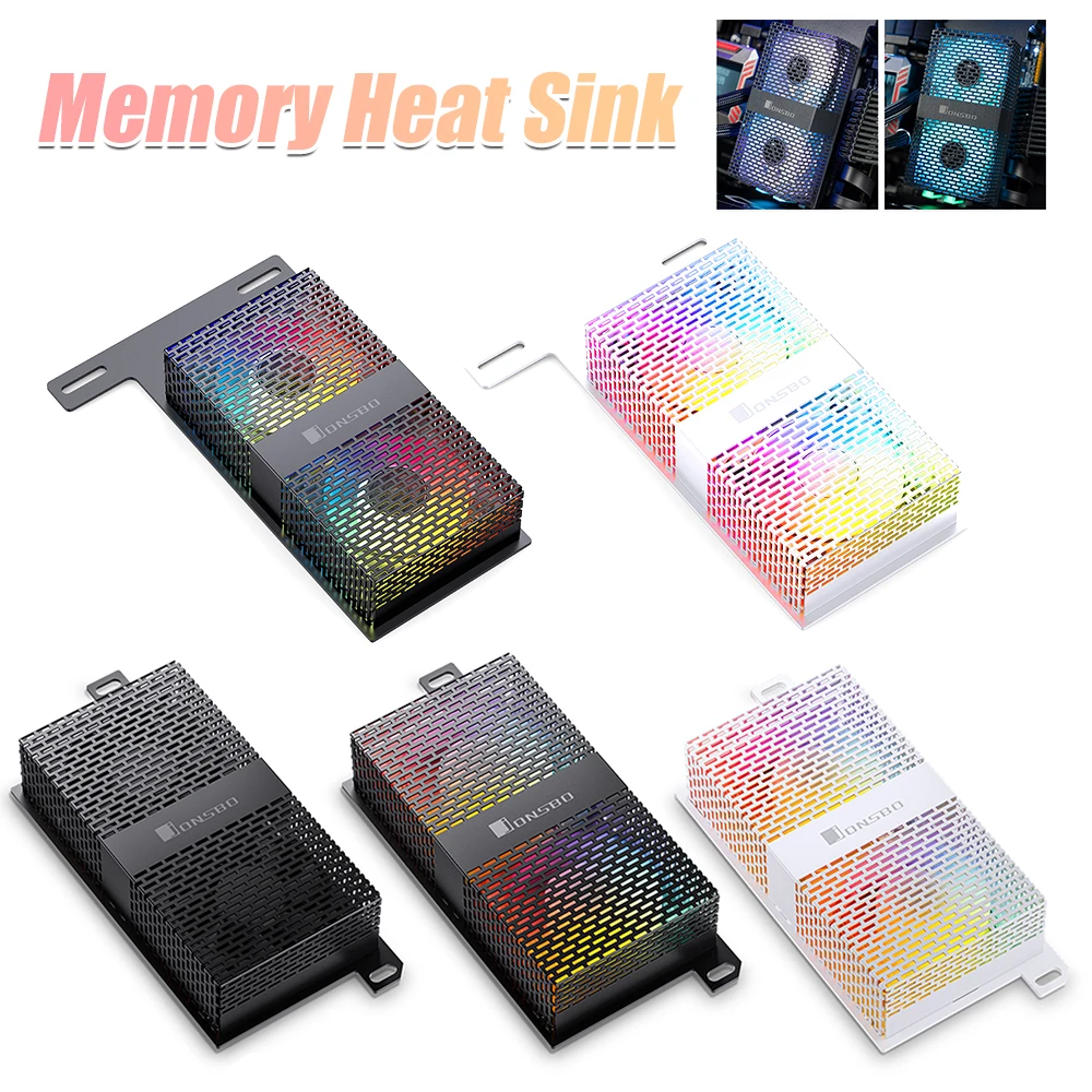 JONSBO NF-1/NF-2 PC Memory Cooling Radiator 4Pin PWM 5V 3PIN ARGB RAM Dual 5020 Fans RAM Heatsink Cooler for DDR4 DDR5