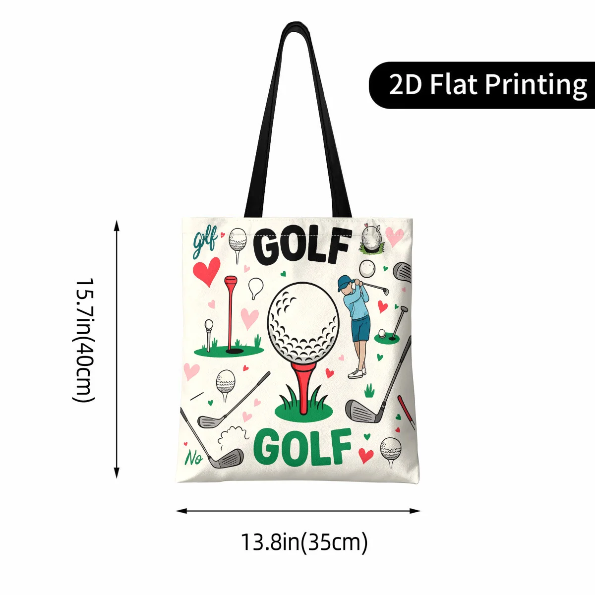 Golf, Golf Clubs Player Tote Bag Novel Print Colorful Shoulder Bag Outdoor Shopping Fun Design Handbag Fashionable Pouch