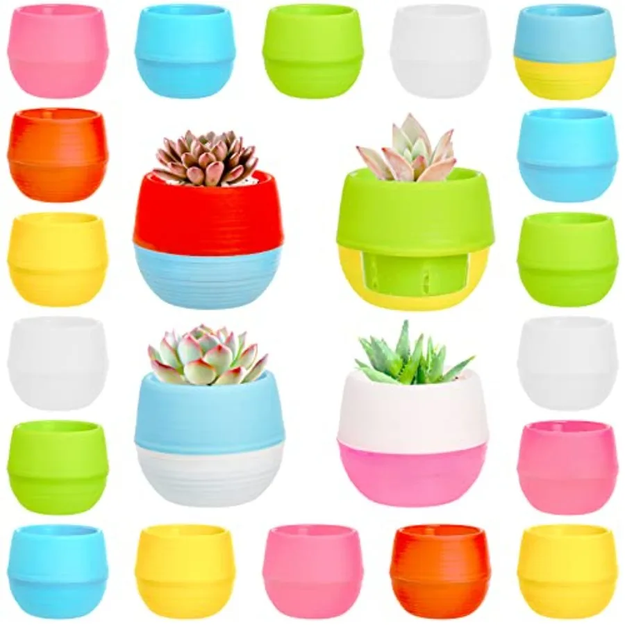 

30 Pack Mini Succulent Pot 3 Inch Plastic Seed Starter Pots Small Cute Succulent Planter with Drainage for Indoor Outdoor Plant