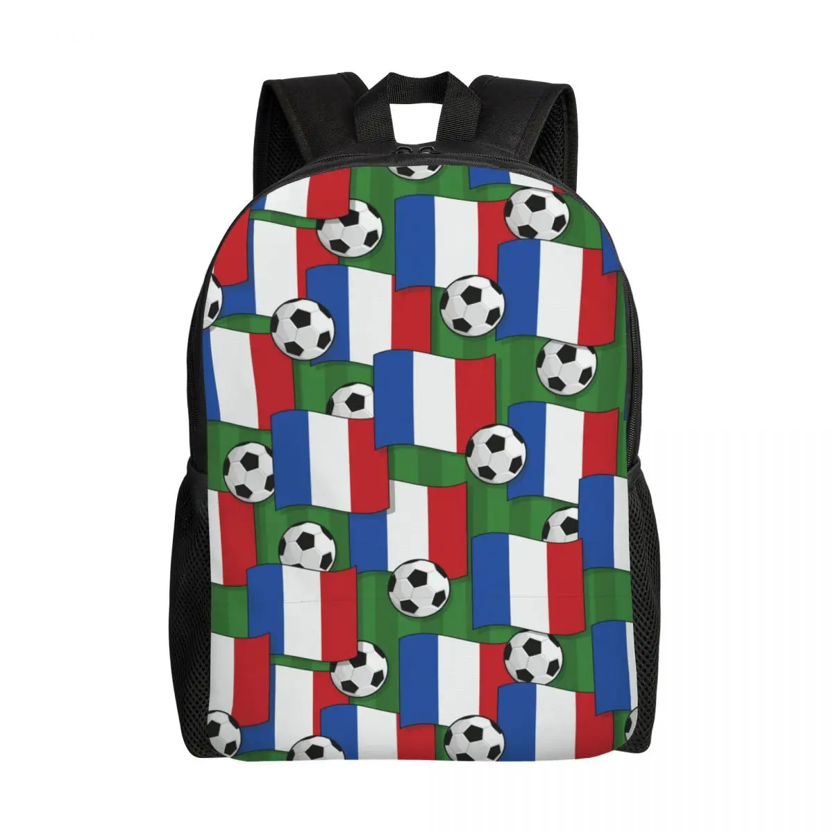 Custom France Football Backpack for Men Women School College Student Bookbag Fits 15 Inch Laptop Sports Lover Soccer Balls Bags