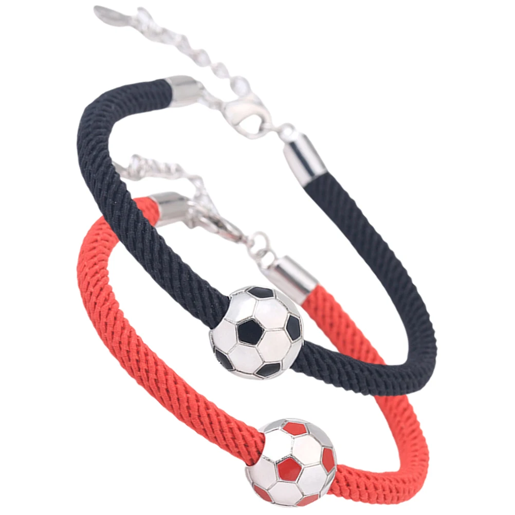 

2Pcs Football Soccer Bracelets Adjustable Lightweight Wristbands for Men Women Couples Sporty Style Team Spirit Gift Decorative