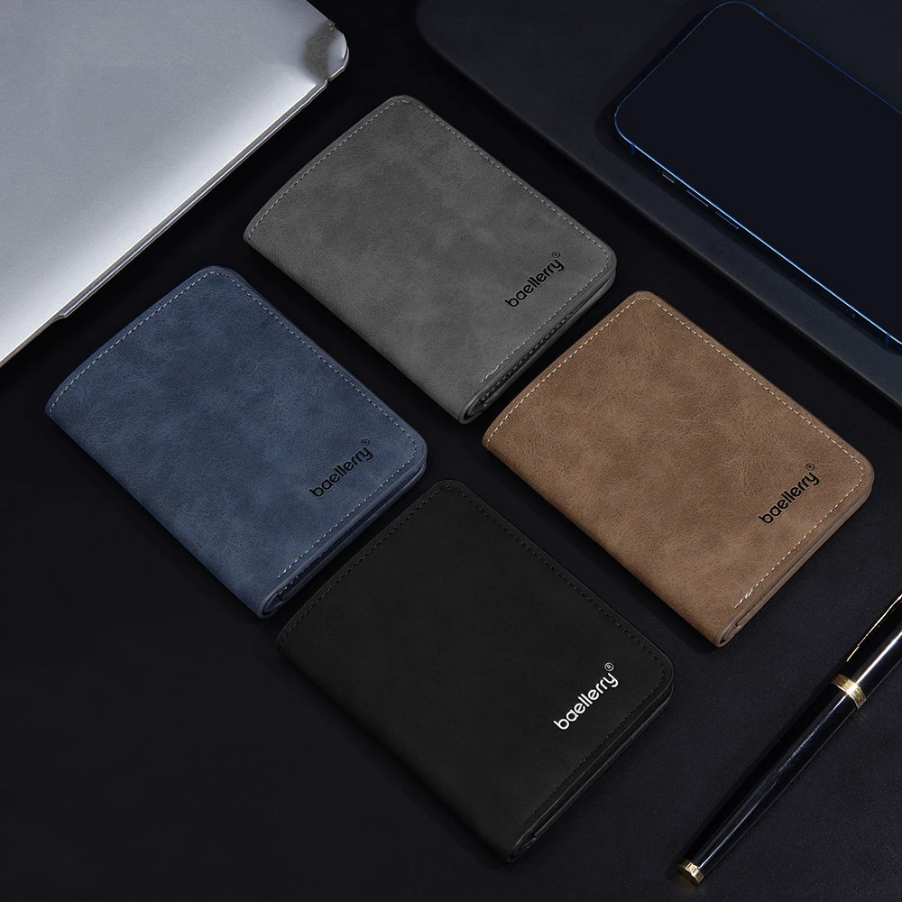 محفظة Pu Leather Guard ضد السرقة للرجال، محفظة قصيرة متعددة الوظائف، حزمة بطاقة الطالب، خفيفة الوزن، تواريخ الاستخدام، الذهاب للتسوق