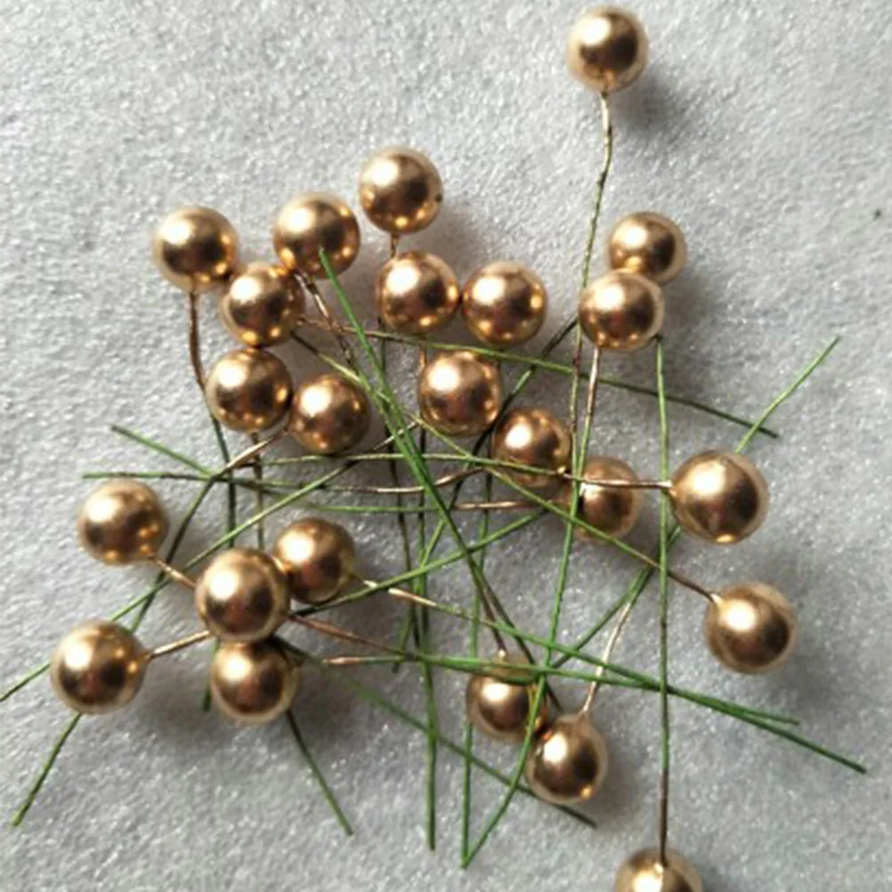 

100Pcs Christmas Golden Ball Berry Ornaments 10mm DIY Artificial Berry Decorations for Holiday Event Tree Accessories