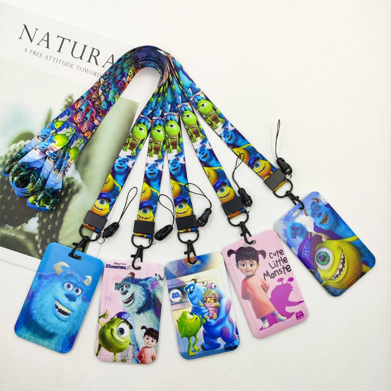 Disney Monsters University ID Card Holder Neck Strap Cool Boys Door Badge Holder Lanyards Keychain Men Work Credential Case