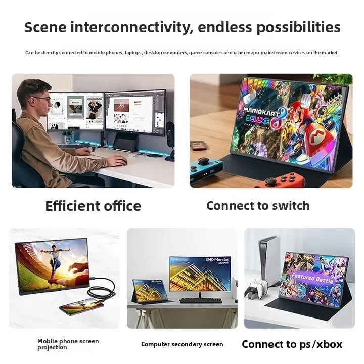 XAITHUCKY 16-inch Portable Monitor 120Hz Refresh Rate / 1200P Resolution / 16:10 Aspect Ratio 100% sRGB Gamut / HDR / 400cd/㎡ B