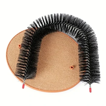 Cat Toy Arch Self Groome Pamper Feline with A Massage Grooming Rubbing Brush with Scratching Pad Toy for Cats Interactive Toys 4