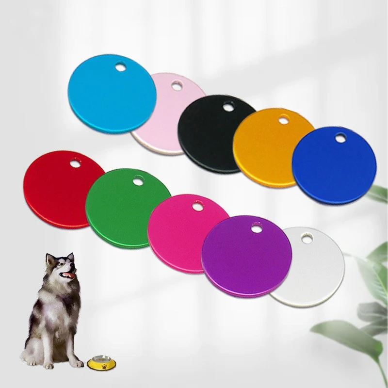 

Wholesale 100pcs Pack Blank Dog Pet Tags for Engraving Aluminum Round Name Tag Double Sided Dog Cat Phone Number Tag Pendants