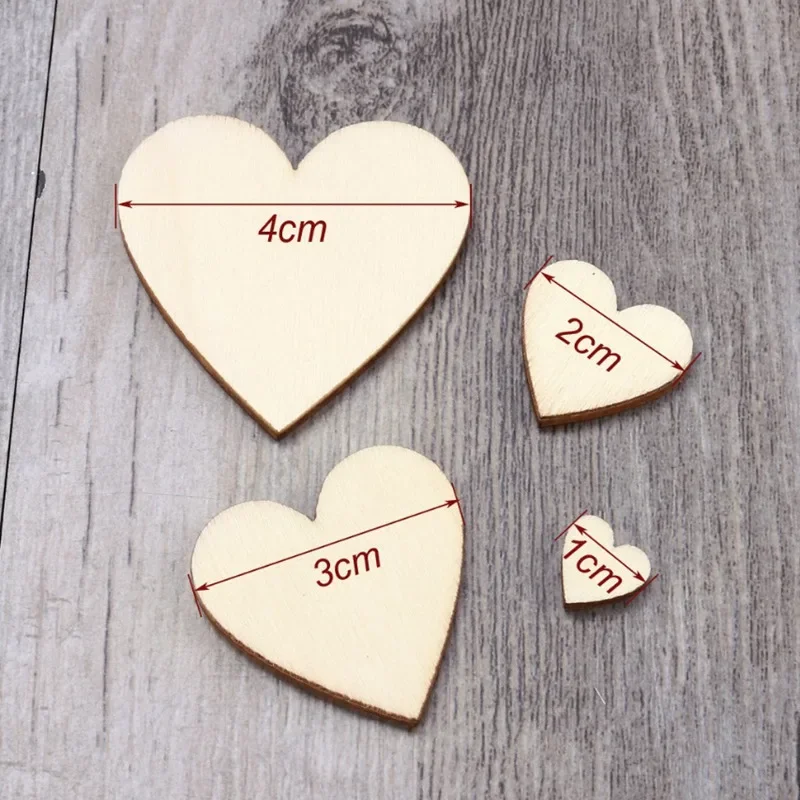 3-100Pcs Unfinished Wooden Hearts Blank Wood Slices 1cm-10cm DIY Crafts Wooden Circle Discs for Christmas Painting Wedding Decor