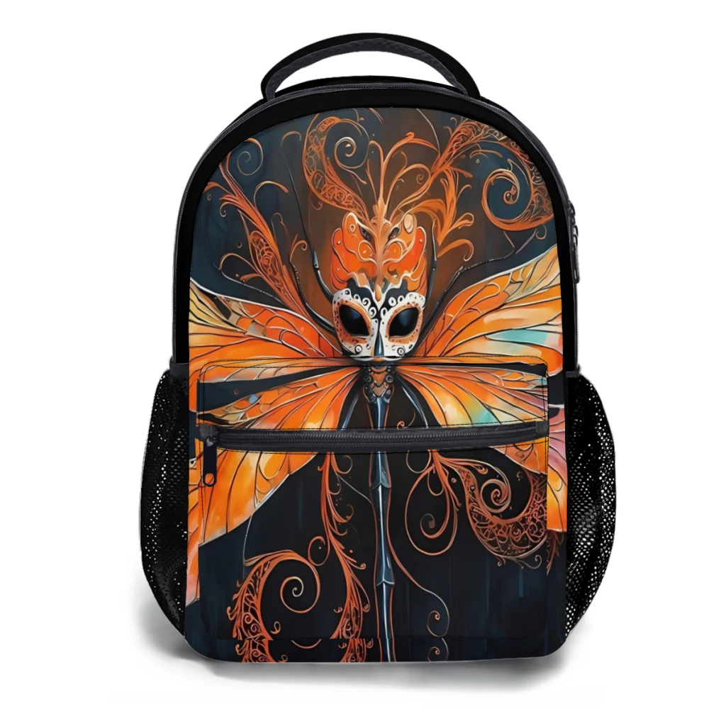 Fashionable Enchanted Dragonfly School Bag, uma fusão de Halloween e Dia De los Angeles por Lli Designer Pattern, Novo