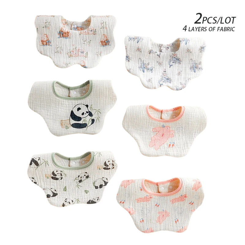 2pcs Newborn Baby Bibs Infant Burp Cloths Baby Stuff Feeding Drool Bandana Saliva Towel Toddler Bib Baby Accessories