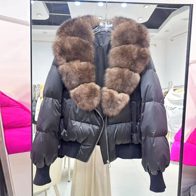 

Luxury Fur Collar down Jaet Women's ort Casual Warm Outerwear Autumn Winter New Arrival Faionable Stand Collar Coat