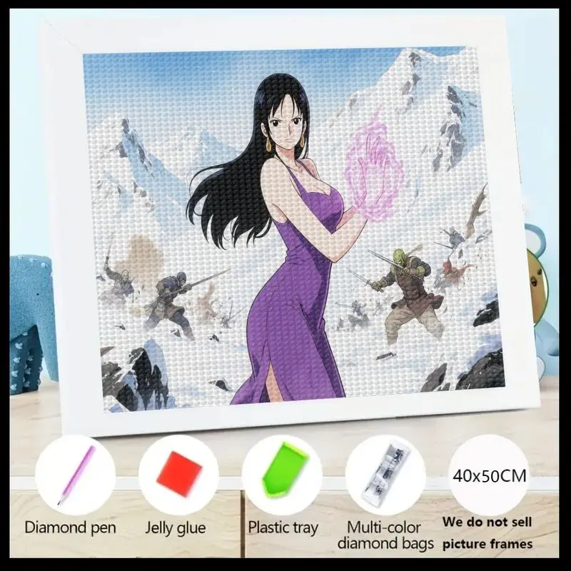 

1 шт. 5D Full Drill Diamond Painting Kit, аниме One Piece Boa Hancock Персонаж в фиолетовом платье Majestic Fantasy Battle Art, DIY R