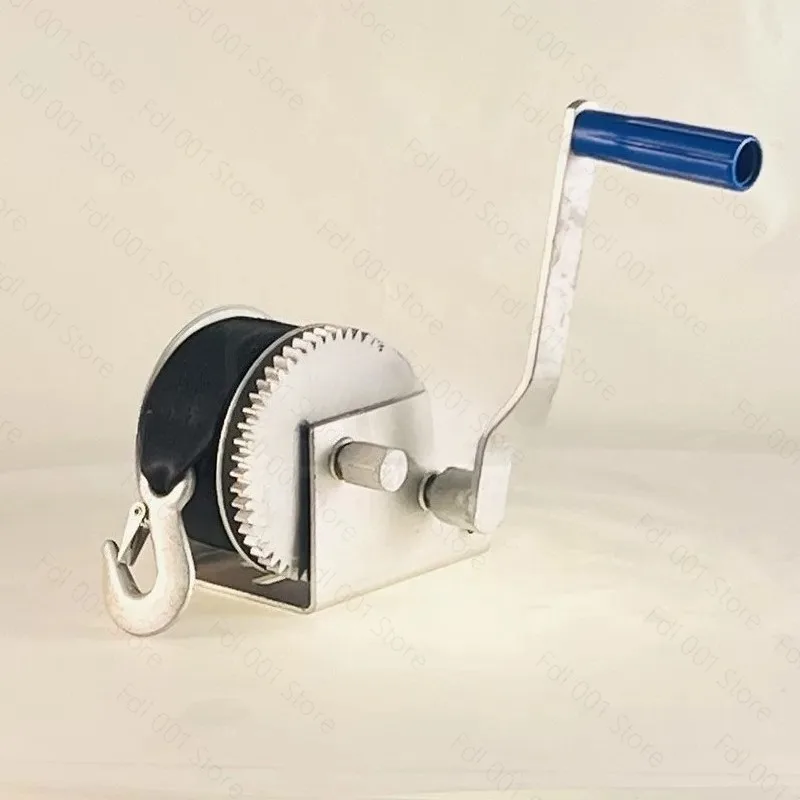 Yacht Trailer Two-speed Hand Crank Winch 900KG 2.6 Tons Webbing Winch Sturdy Trailer Accessory for Marine Boat