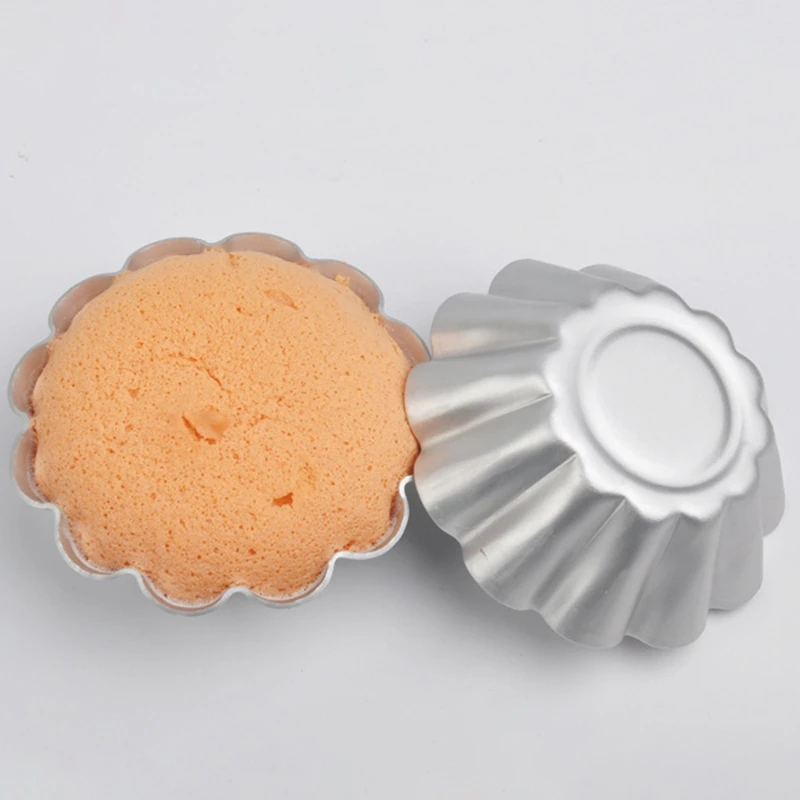 12Pcs ReusableMini Round Nonstick Tart Pan Tartlet Molds Egg Tart Tin Muffin DIY Cake Non-Stick Molds Pastry Tools