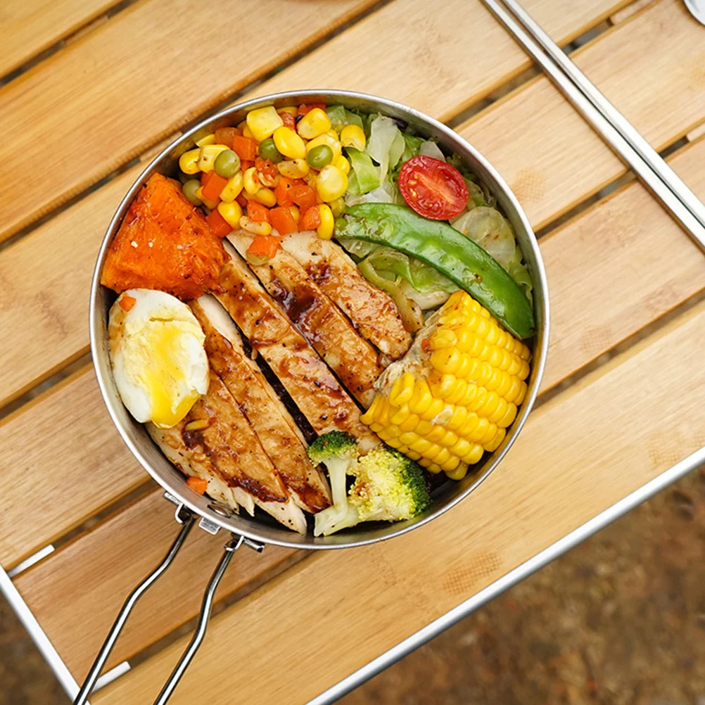 

Portable Folding Pot Stainless Steel Lightweight Camping Cookware Non-Stick Outdoor Cooking Tool For Hiking Backpacking Picnic