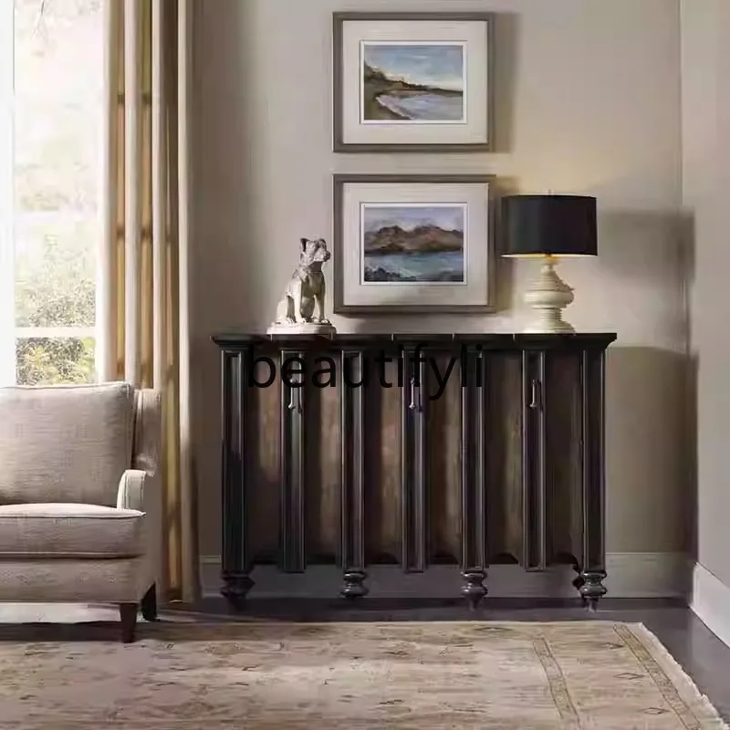 

American Style Wine Cabinet Display Entrance Decorative Cabinet Solid Wood Vintage Storage Cabinet Antique Sideboard