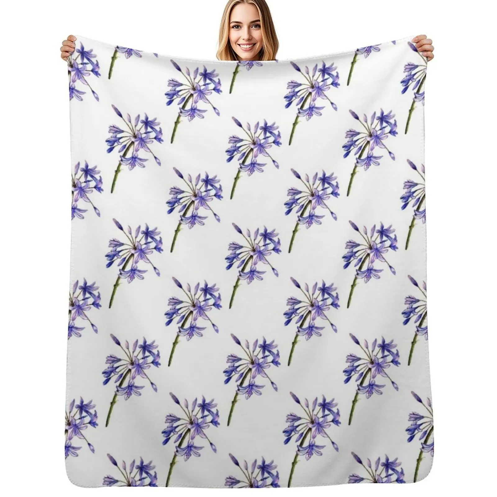 

Agapanthus - Flowers Throw Blanket Vintage for sofa Luxury St blankets and throws Blankets