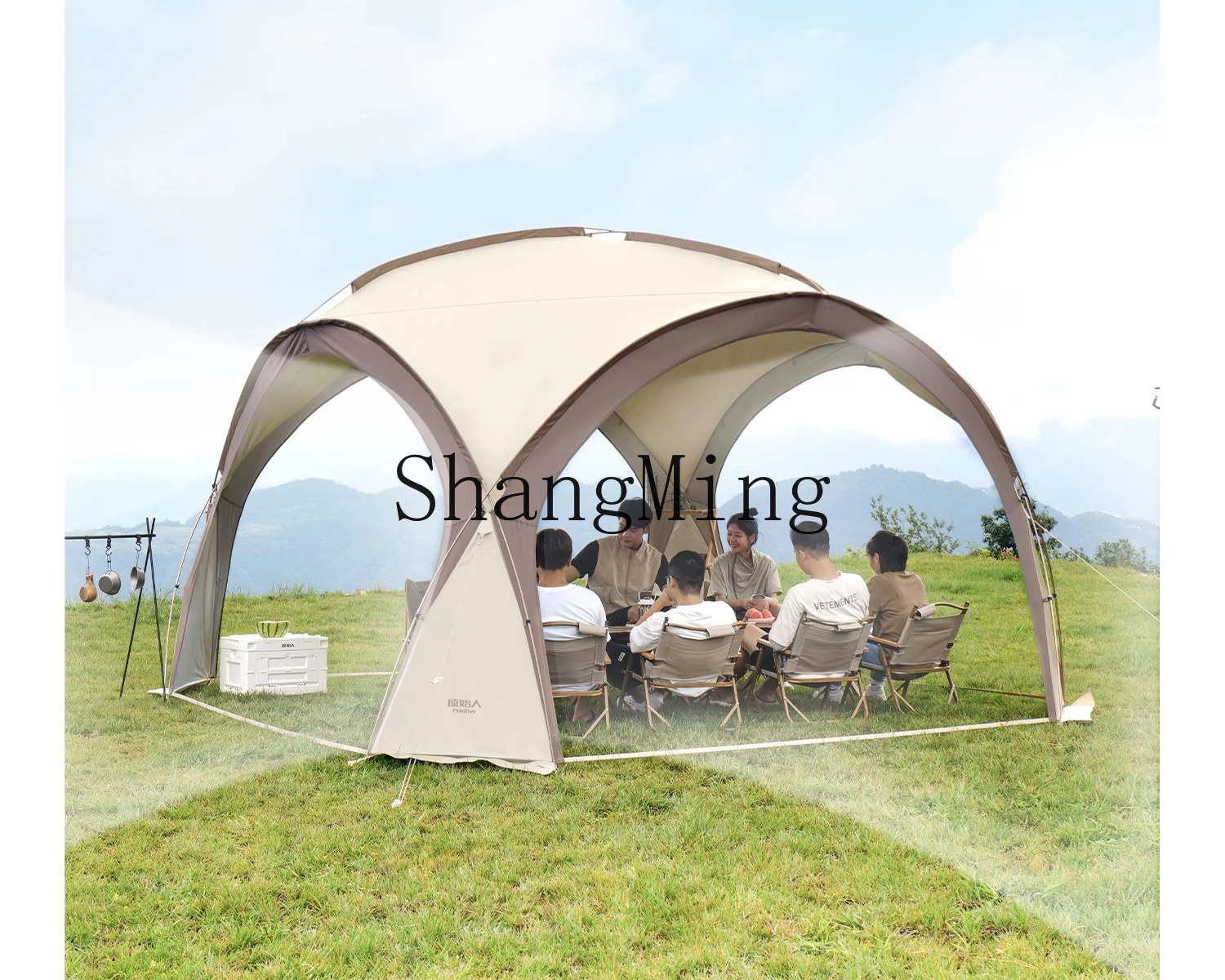 

HJ vinyl dome canopy tent outdoor rain protection overnight camping equipment full set of sun protection awning