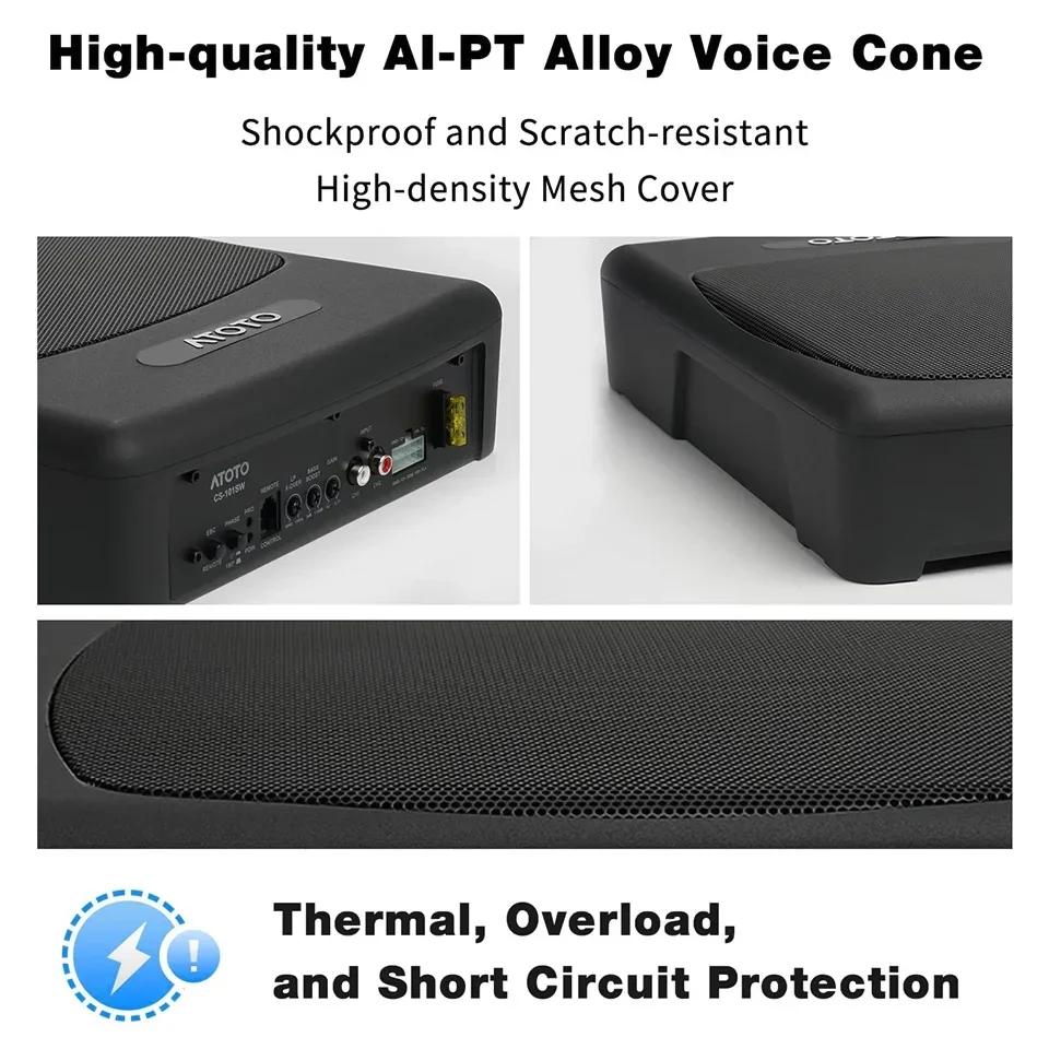 ATOTO CS-101SW 10" Active Powered Car Subwoofer 400W Deep Bass Speaker Amplified Car Audio Woofer with Amp High Low Level Input