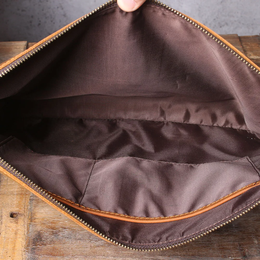 S.WORKER Clutch-Tasche aus echtem Vollnarben-Rindsleder, Herren-Handtasche, Vintage-Tasche, lässige Handtasche mit großem Fassungsvermögen für Herren – Detail 19