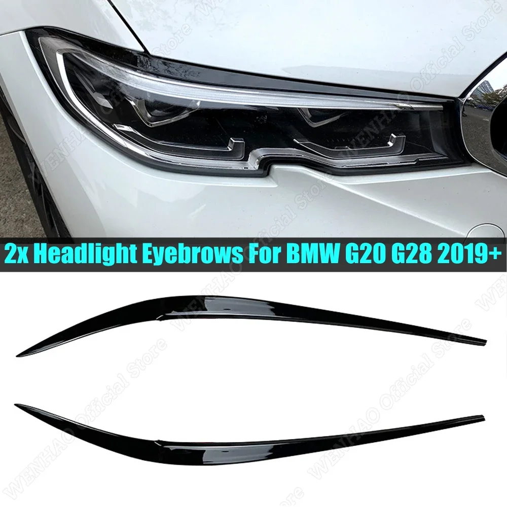 

Car Headlight Eyelids Eyebrows for BMW 3 Series G20 G21 G28 Sedan 2019 2020 2021 2022 2023 ABS Gloss Black Lids Accessories