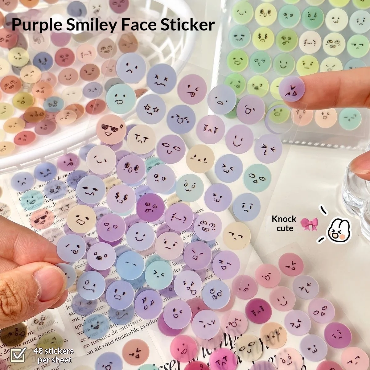 60 Blatt INS Niedliche Runde Smiley-Aufkleber, Dekorative Sticker für Tagebuch, Scrapbook, Paketversiegelung & Paketdekoration