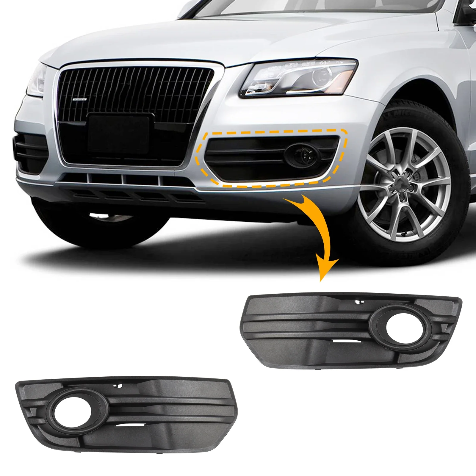 

Fog Light Grill Cover Frame Lamp Shade Front Bumper For Audi Q5 Accessories 2009 2010 2011 2012 8R0807681A01C 8R0807682A01C