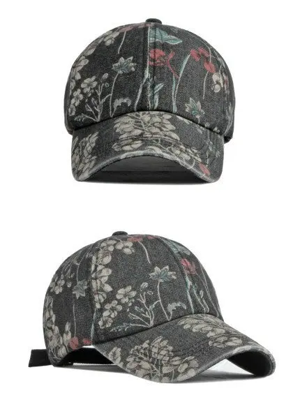 LDSLYJR Spring Denim Flower Print Casquette Baseball Cap Adjustable Outdoor Snapback Hats for Men and Women 170