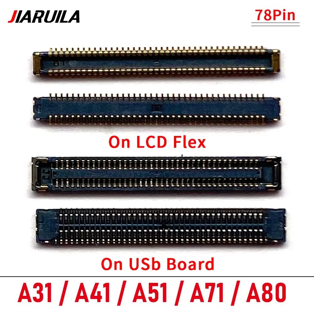10 قطعة-500 قطعة، شاشة عرض LCD فليكس FPC موصل ميناء على اللوحة الأم لسامسونج A31 A41 A51 A71 A80 (78 دبوس)