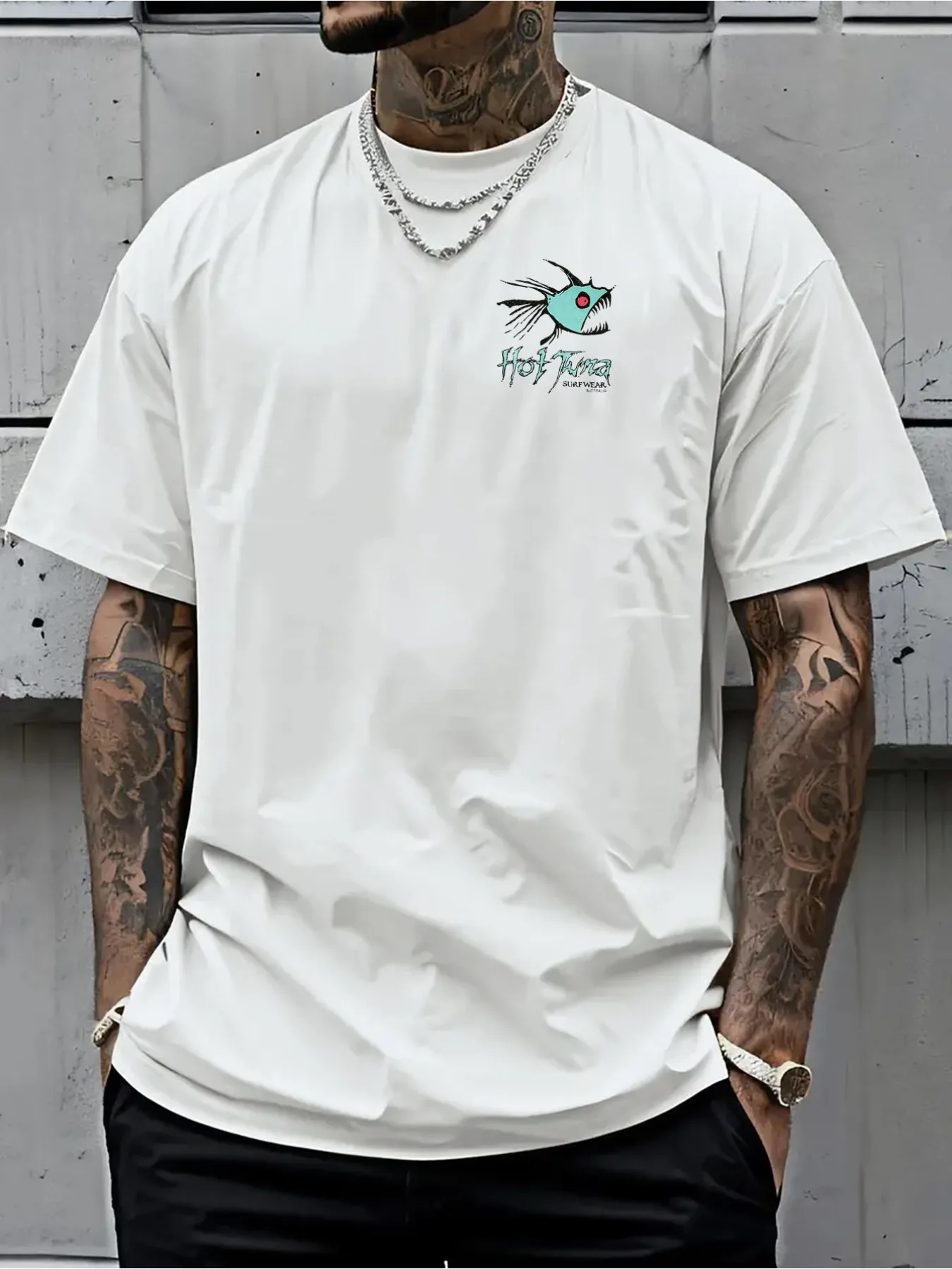 Monster Fish Graphic T Shirt Men Women Cartoon Print Cotton Short Sleeve Oversized Casual Beach Streetwear Tops
