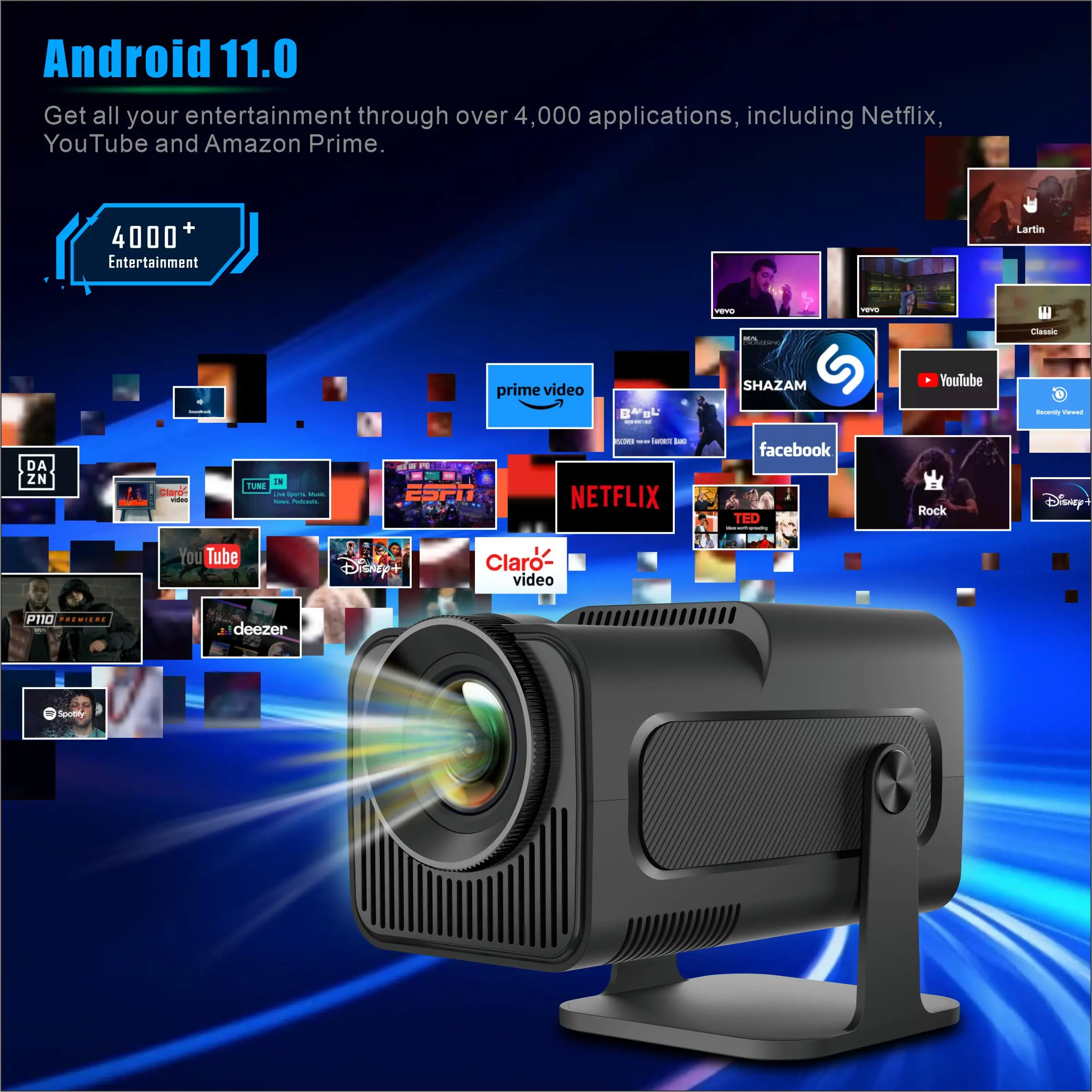 Salange Projector 4K HY320 Native 1080P Android 11 WIFI6 BT5.0 390ANSI Home theater Outdoor Upgrated HY300 Portable Proyector