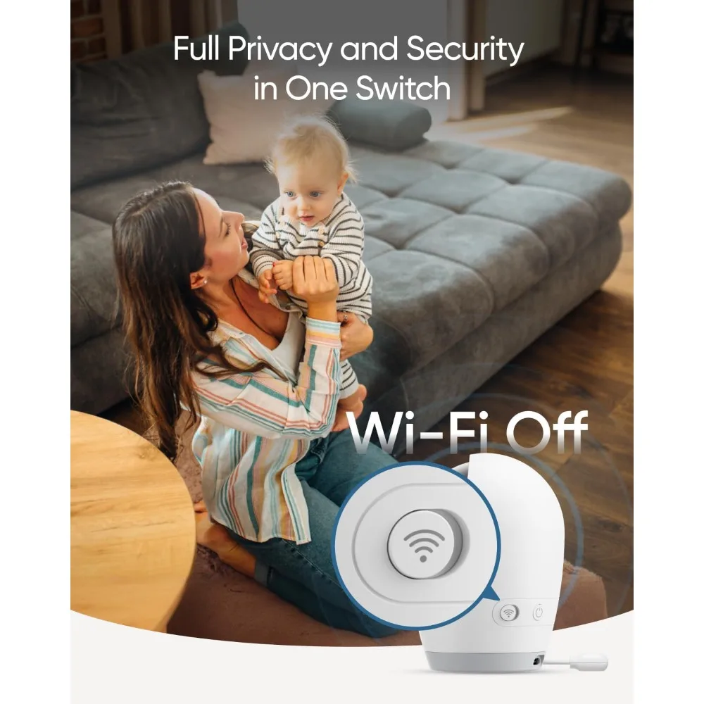 eufy Baby Monitor E21 Add-On Camera, 4K UHD Resolution, 330° Pan and 60° Tilt, 8× Zoom, Night Vision, 5000mAh Built-in Battery,