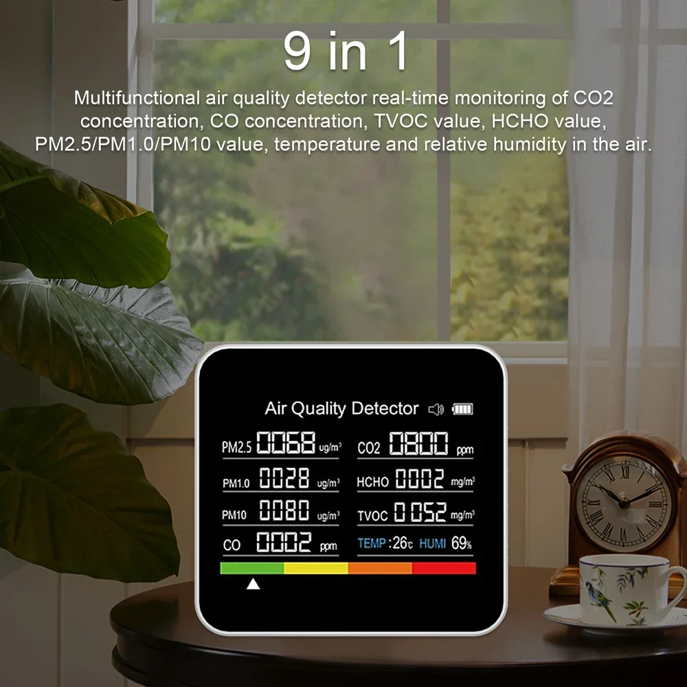 2024 Latest 14 IN 1 TUYA WIFI Smart Multi functional air quality detector Real Time Monitoring Large Display Home Air Test Kits