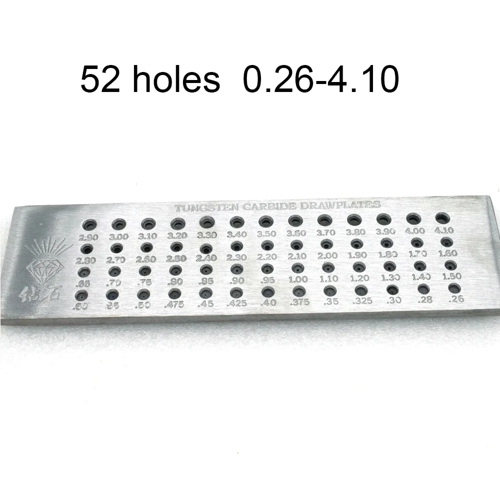 52 Holes Round Shape Jewelry Tool Tungsten Carbide Wire Drawplate 0.26 -4.10mm for Jewelry Making Tool