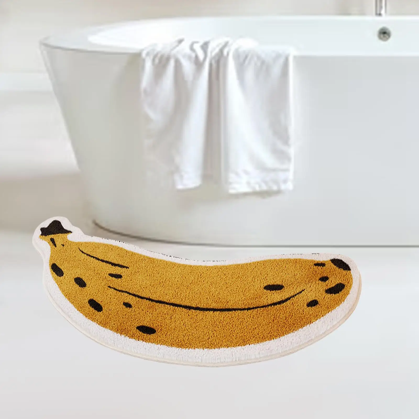 Bathroom Rug Banana Shaped Decor Super Absorbent Comfortable Anti Slip Fruit Pattern Rug Entryway Rug for Bedroom Kids Room