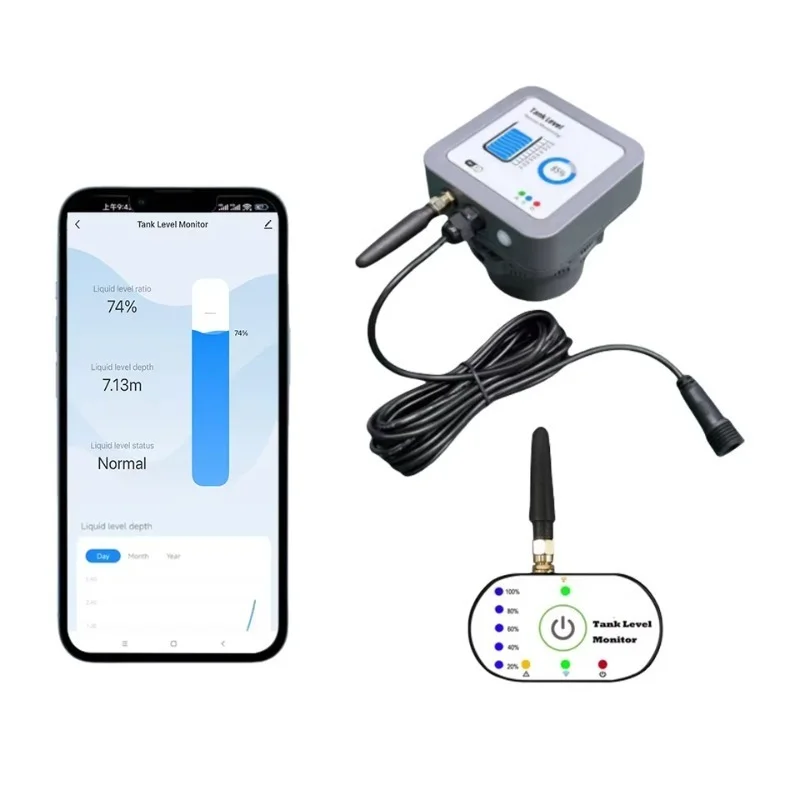Tlc2404P Tuya Smart Lora Wireless Water Level Indicator Max 10 Meter Ultrasonic Probe Tank Level Sensor with Solar Panel