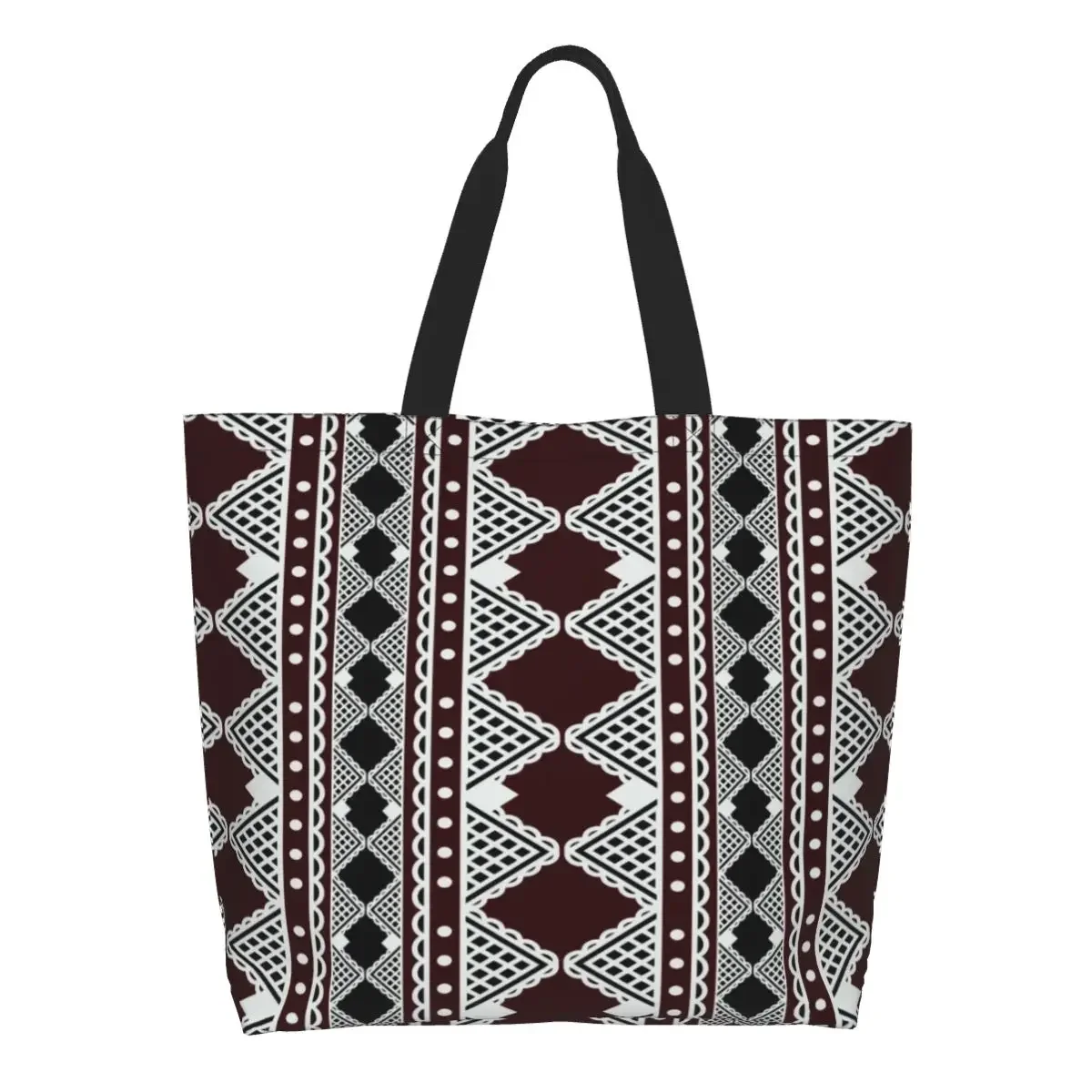 Fashion Kabyle Carpet Amazigh Ornament Shopping Tote Bag Reusable Africa Ethnic Geometric Groceries Canvas Shoulder Shopper Bag